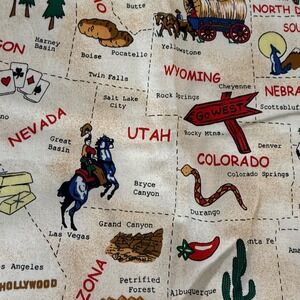 Fabric Traditions 2004 USA Map Novelty Cotton Fabric Americana Road Trip 1.5 yds